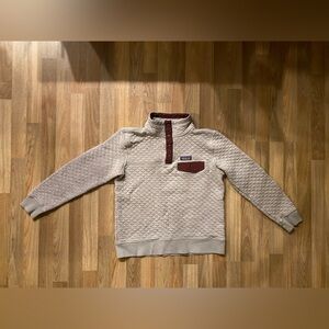Patagonia Women’s Gray and Maroon Sweater — Slight Flaws